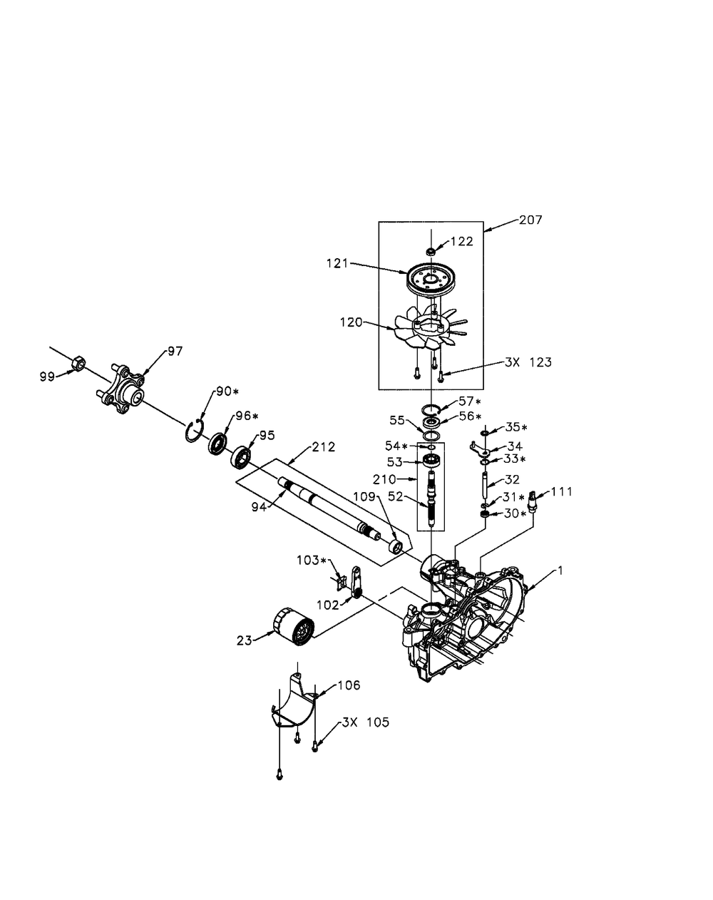 Transmission Rh-2 Diagram and Parts List for 17AF3AGL-17AF3AGL010 Cub Cadet Lawn Tractor